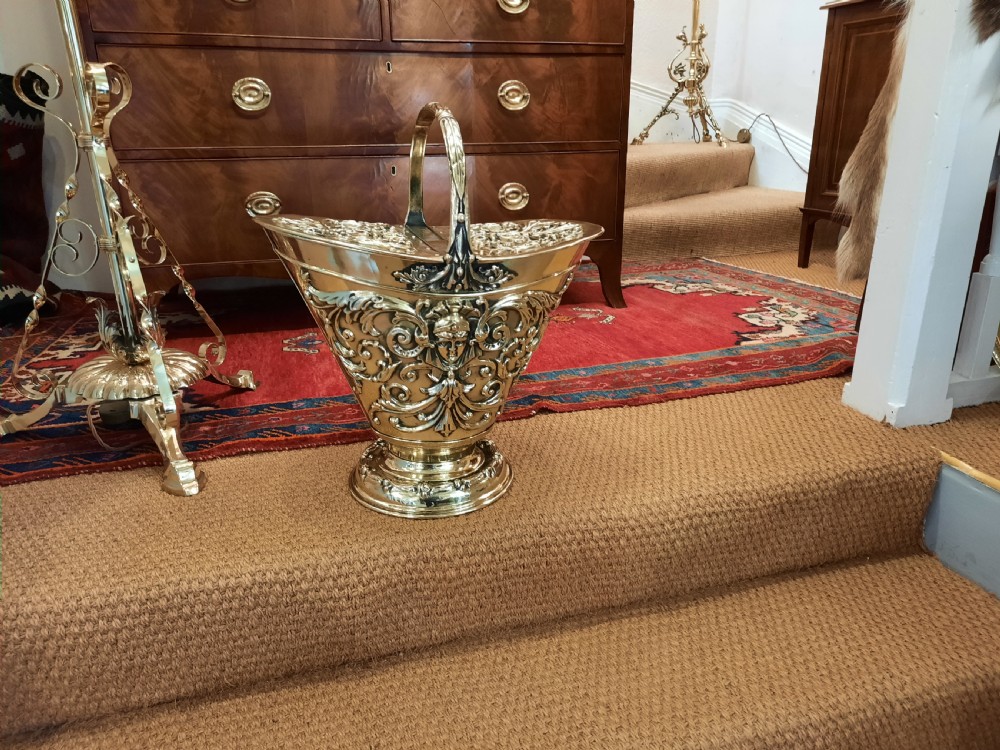 Victorian Embossed Brass Coal Receiver View IV