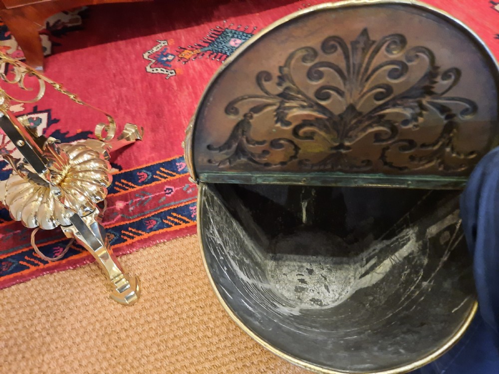 Victorian Embossed Brass Coal Receiver View VII