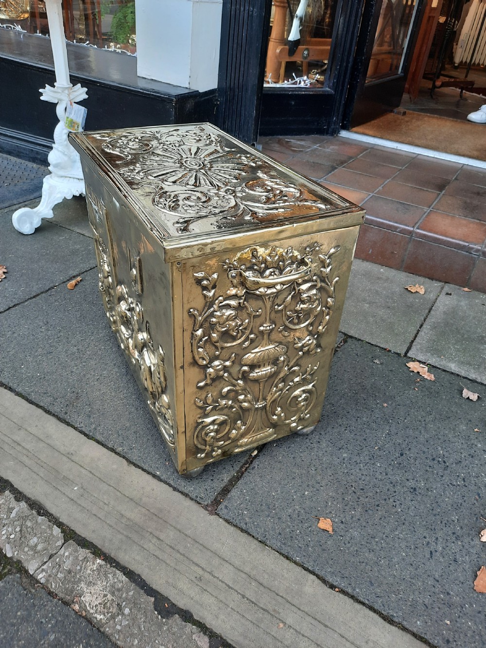 Late 19th Century Brass overed Kindling Box View III