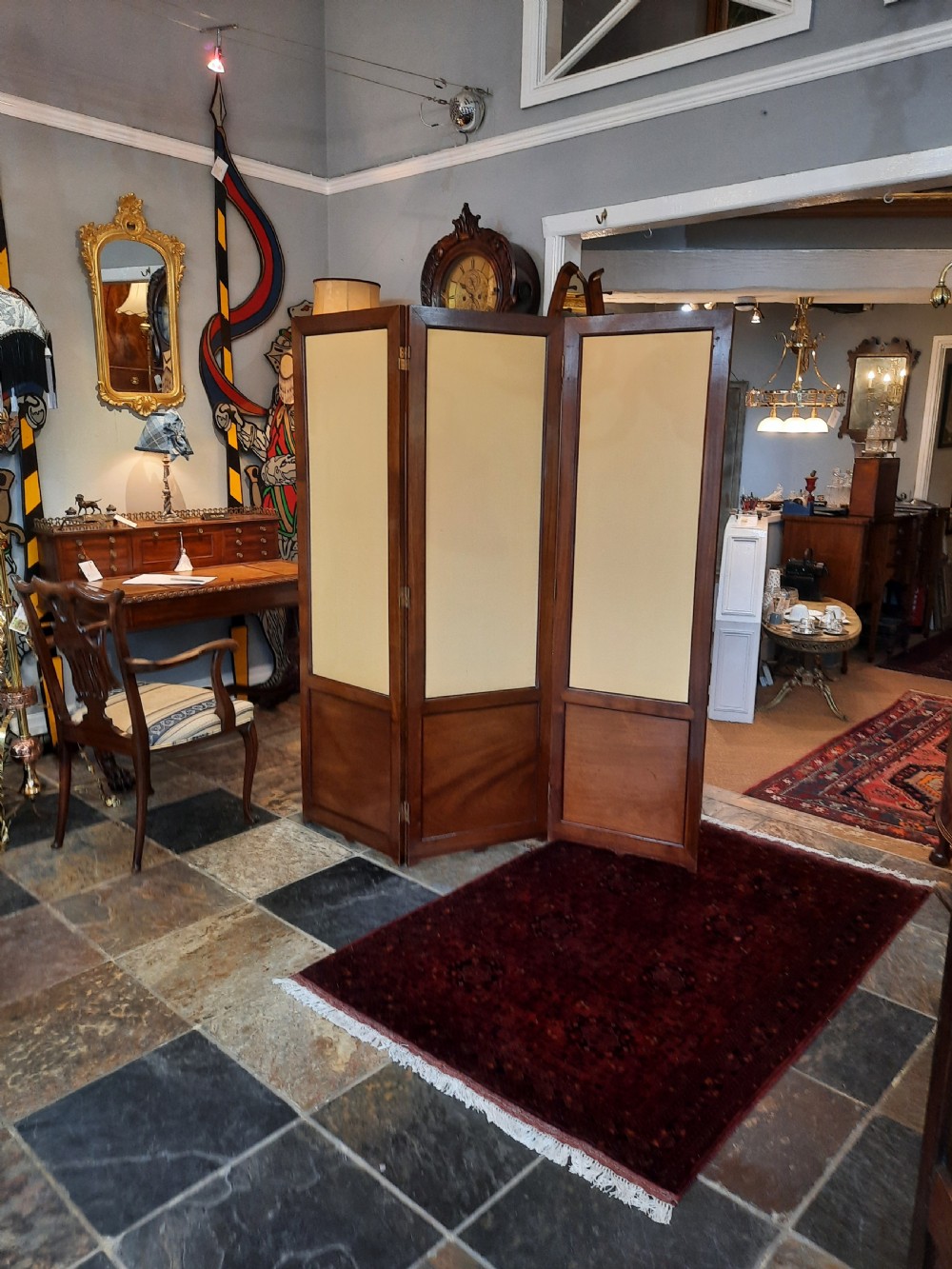 Edwardian Mahogany Three Leaf Folding Screen View V