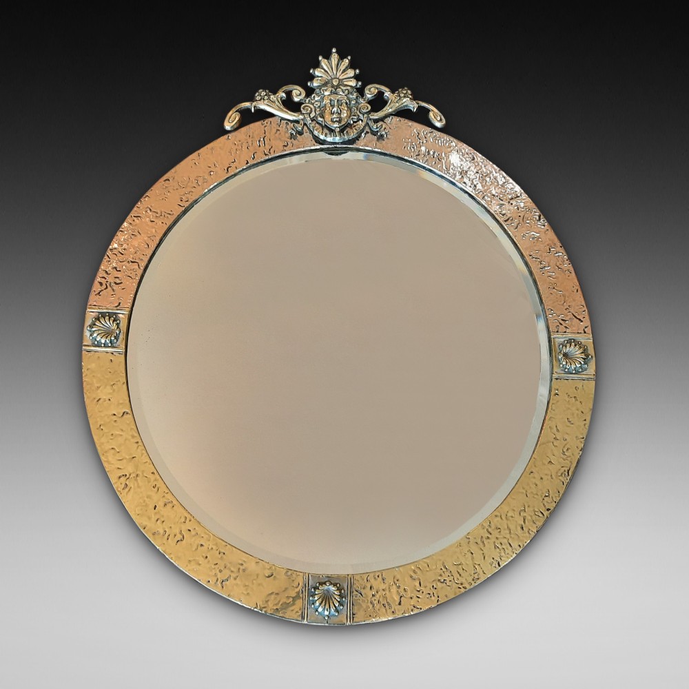 Arts and Crafts Beaten Brass and Copper Mirror