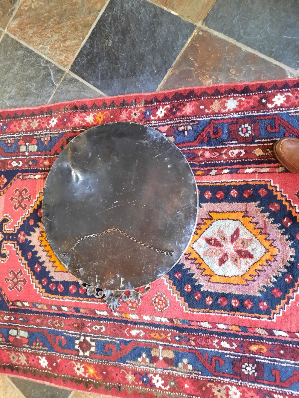 Arts and Crafts Beaten Brass and Copper Mirror View V