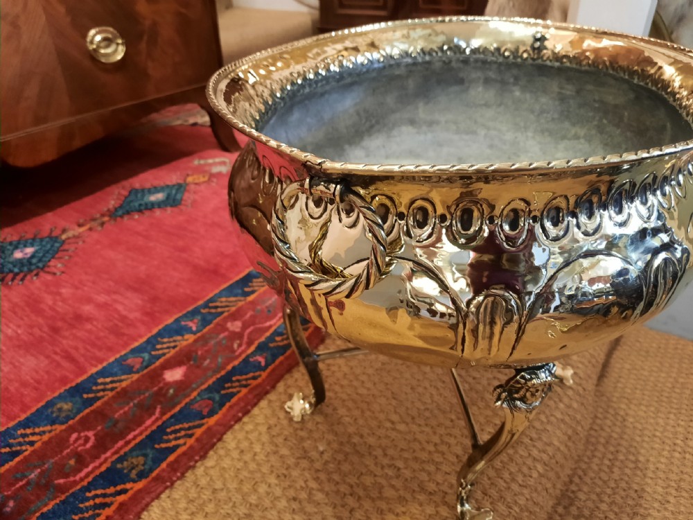  Arts and Crafts Brass Jardiniere Planter View V