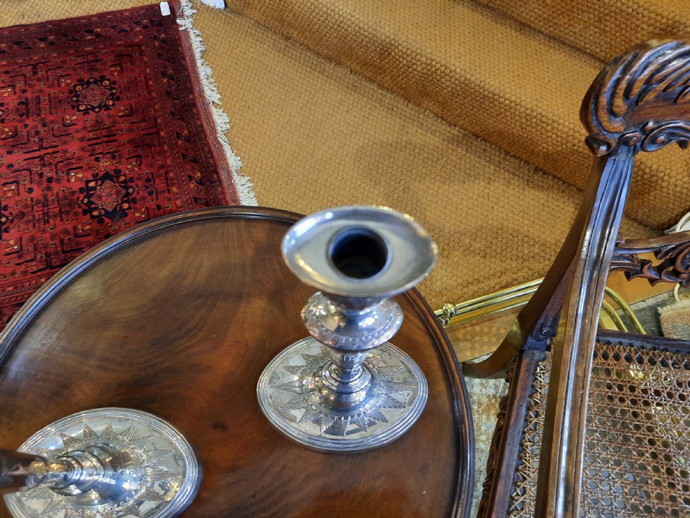 Pair of Regency Silver Plate Candlesticks View II
