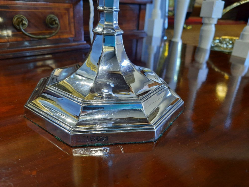 Pair of George V Silver Art Deco Lamps View III