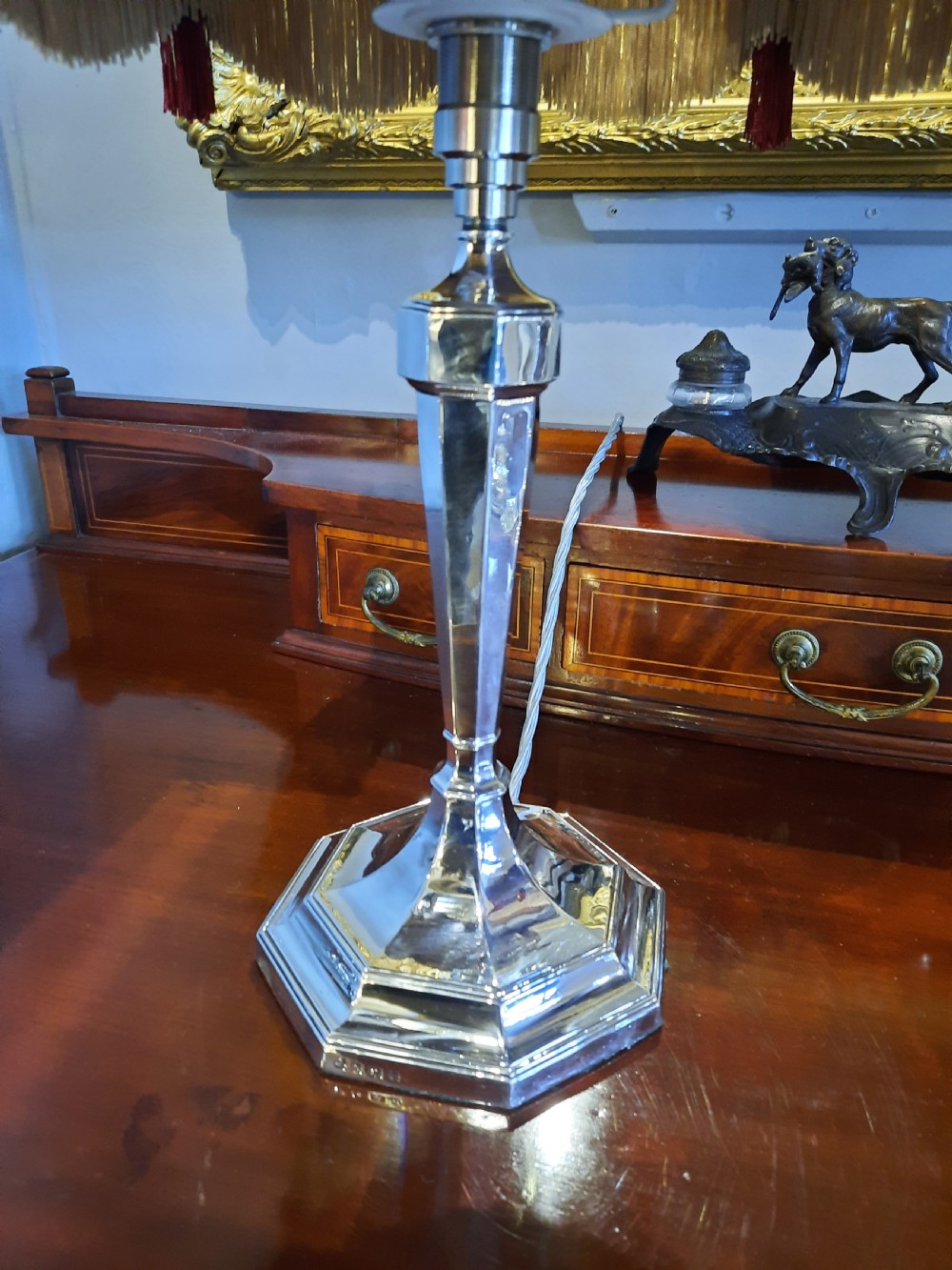 Pair of George V Silver Art Deco Lamps View IV