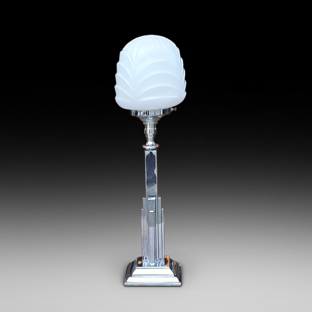 Art Deco Chrome and Glass Table Lamp