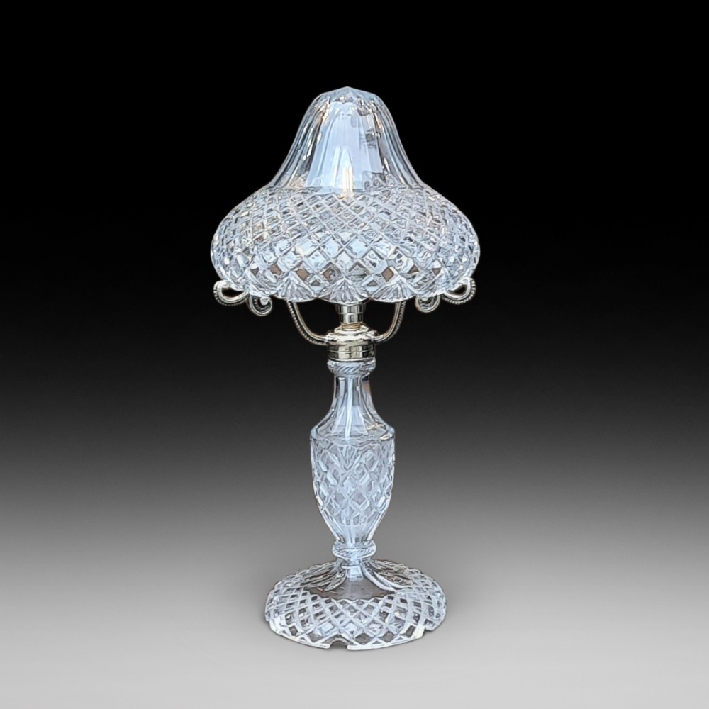 1920's Cut Glass Mushroom Form Table Lamp