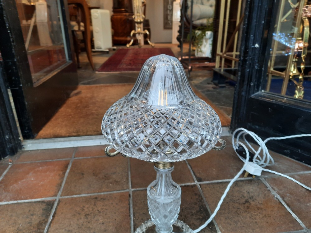 1920's Cut Glass Mushroom Form Table Lamp View III
