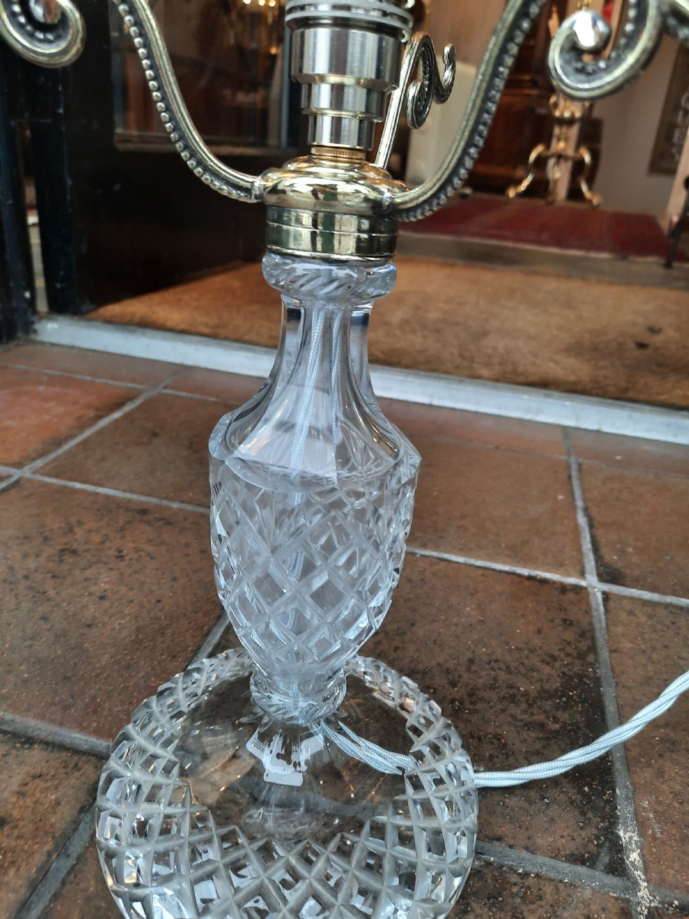 1920's Cut Glass Mushroom Form Table Lamp View VI