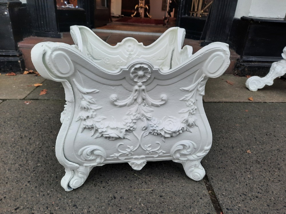 Victorian square form cast iron jardiniere View III