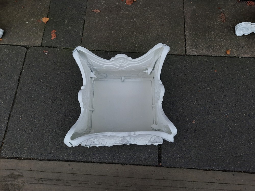 Victorian square form cast iron jardiniere View IV
