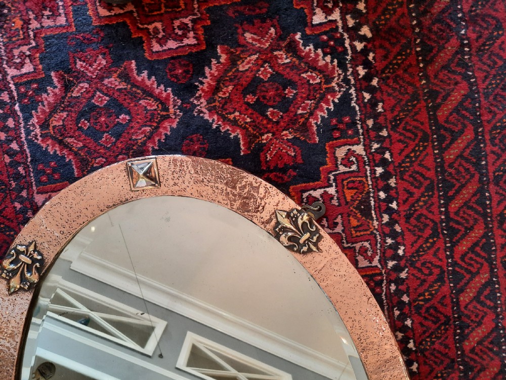 Arts and Crafts Beaten Copper Mirror View V