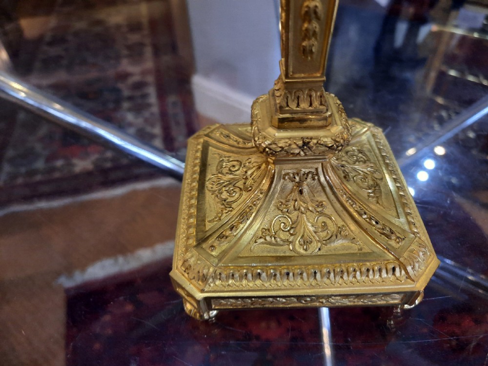 Pair of Belle Epoque French Gilt Bronze Candlesticks View III