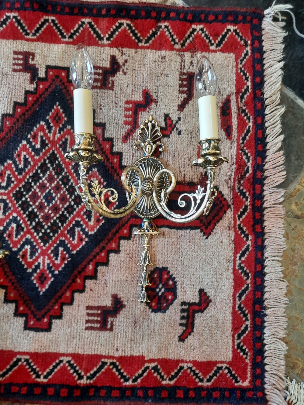 Trio of Edwardian Adam Style Brass Wall Lights View II