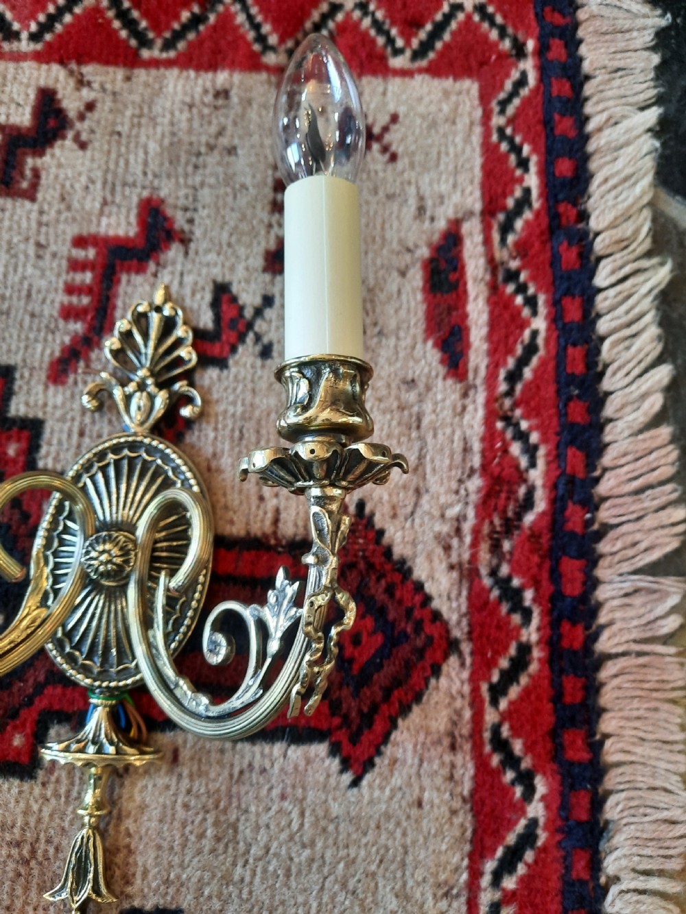 Trio of Edwardian Adam Style Brass Wall Lights View VI