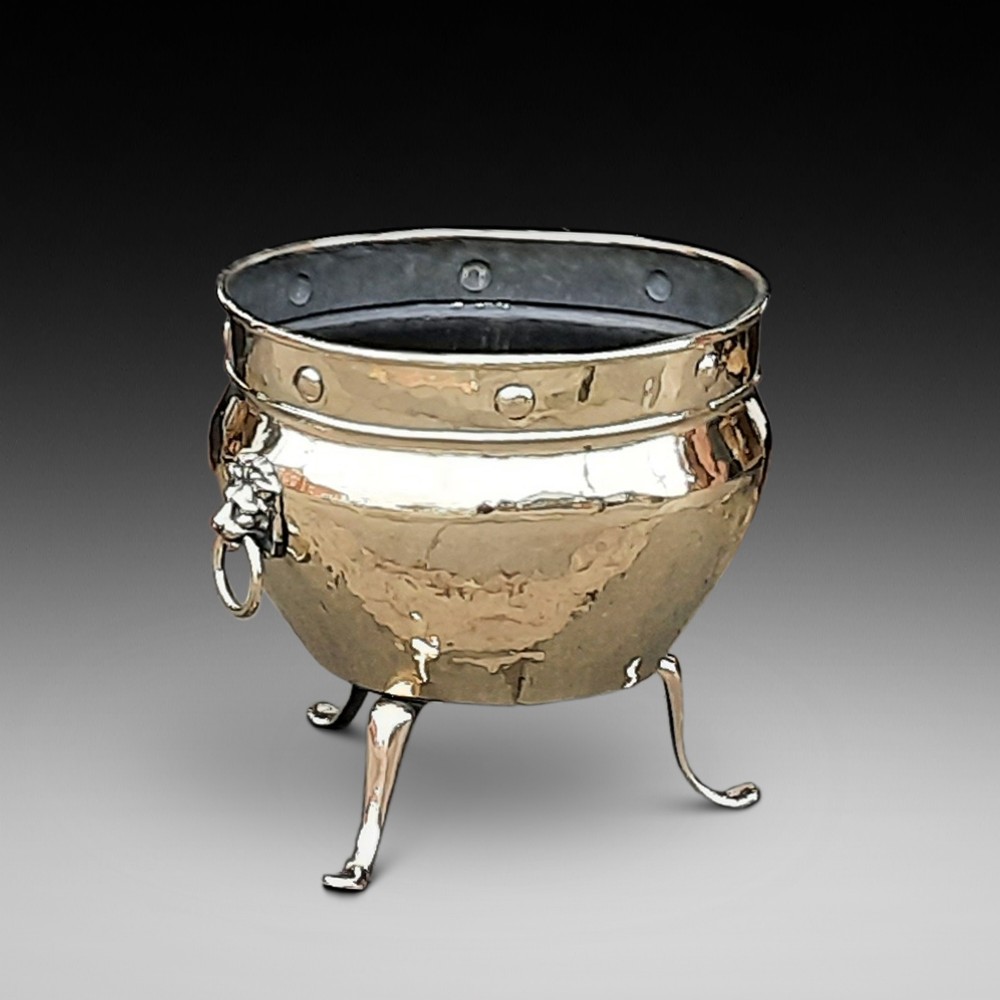 Victorian Large Brass Cauldron Log Bucket