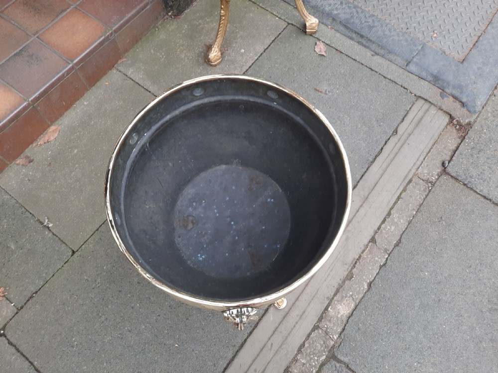 Victorian Large Brass Cauldron Log Bucket View III