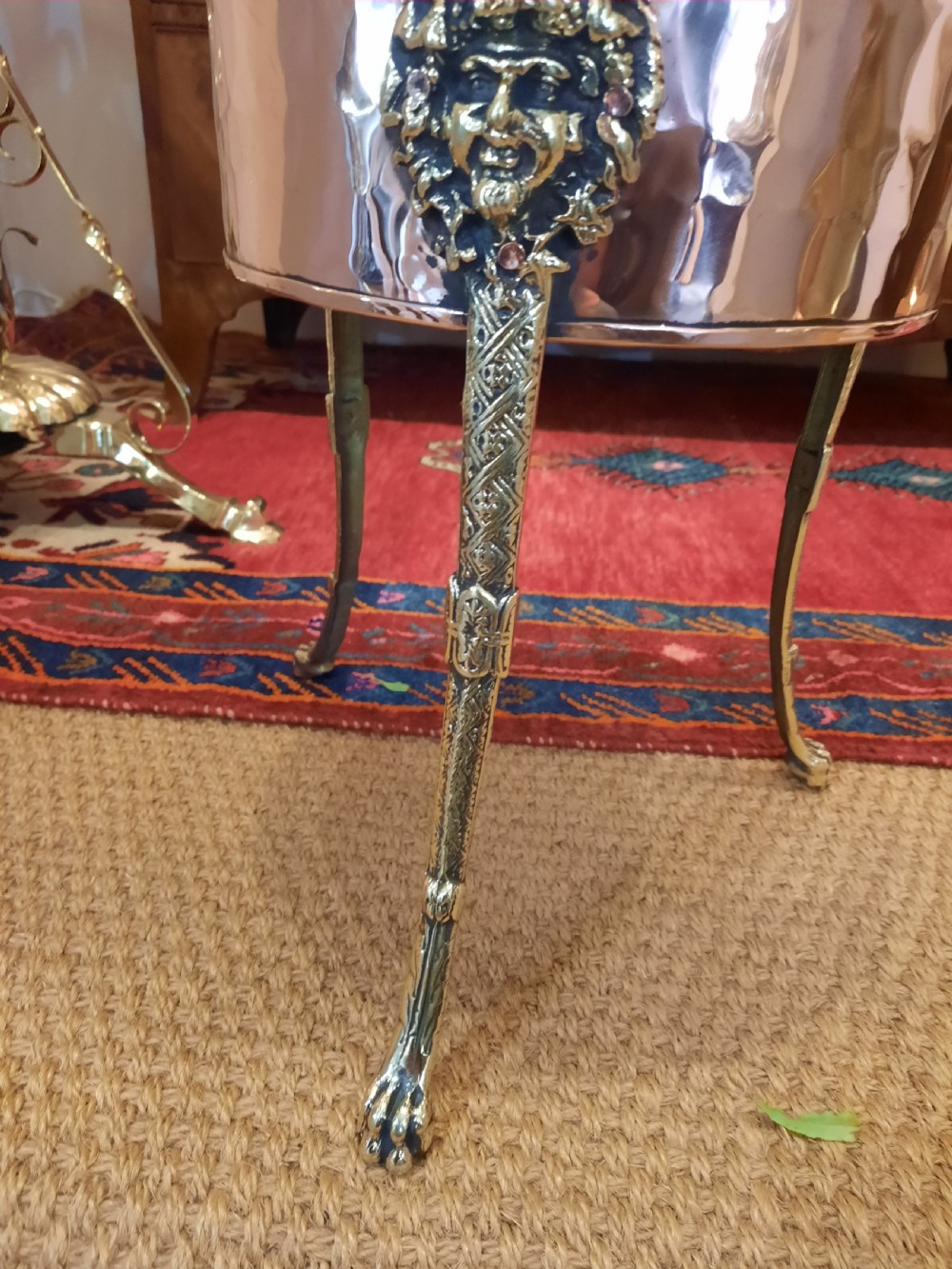 Late 19thC Copper and Brass Jardiniere Corner Plant Stand View III