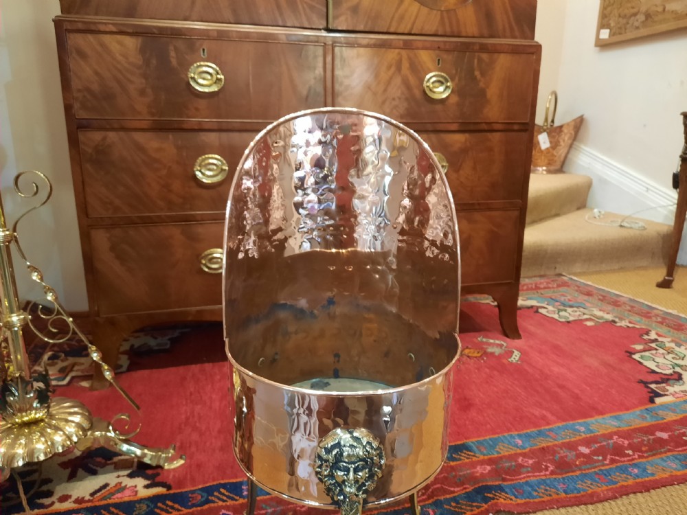 Late 19thC Copper and Brass Jardiniere Corner Plant Stand View V