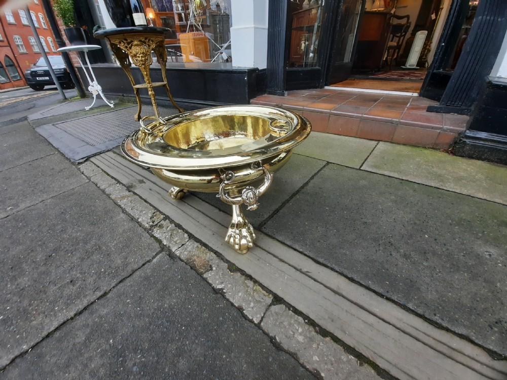 Victorian Brass Wine Cooler or Planter View VI