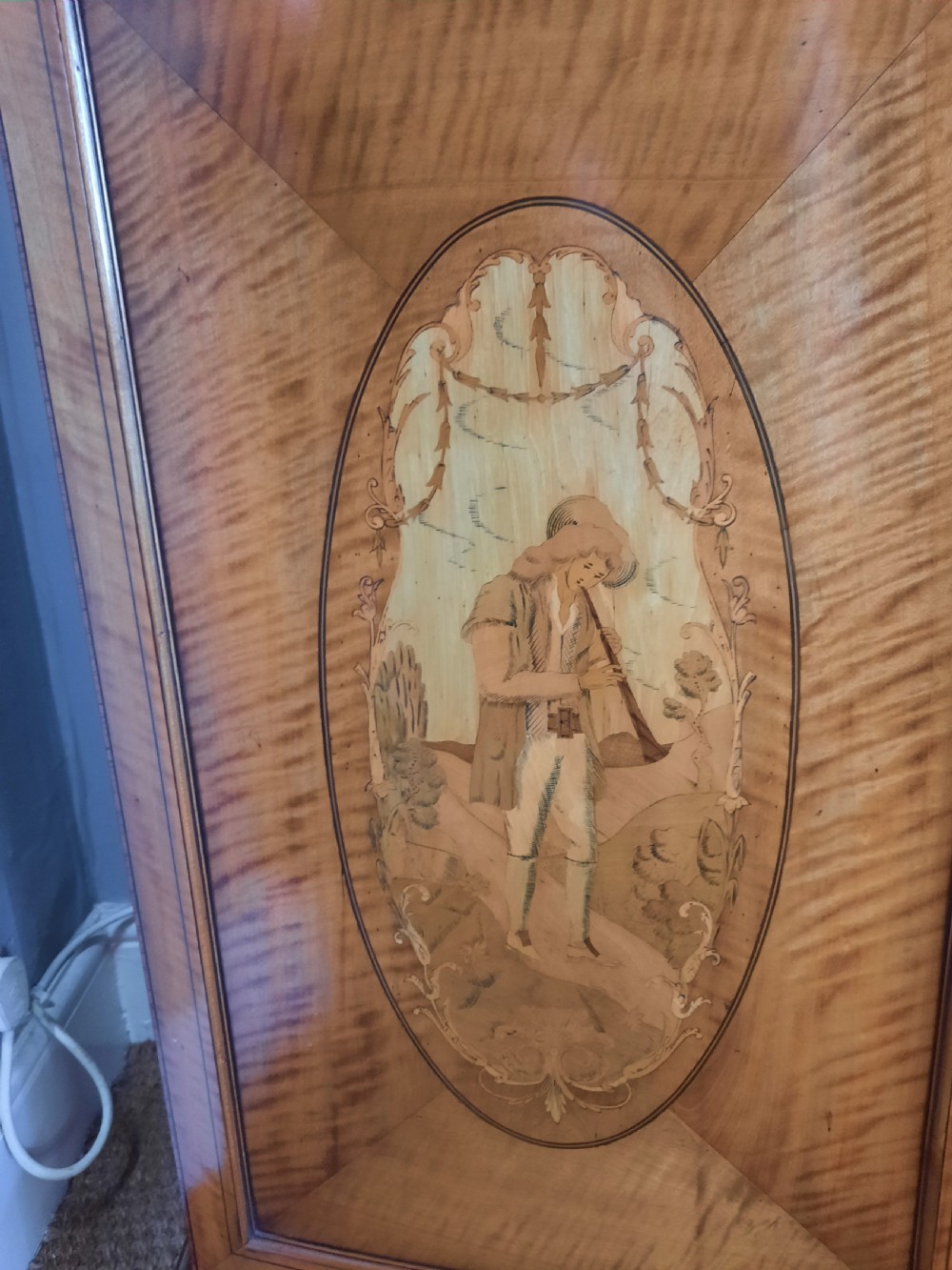Late 19thC Satinwood Bowfronted Cabinet Bookcase View V