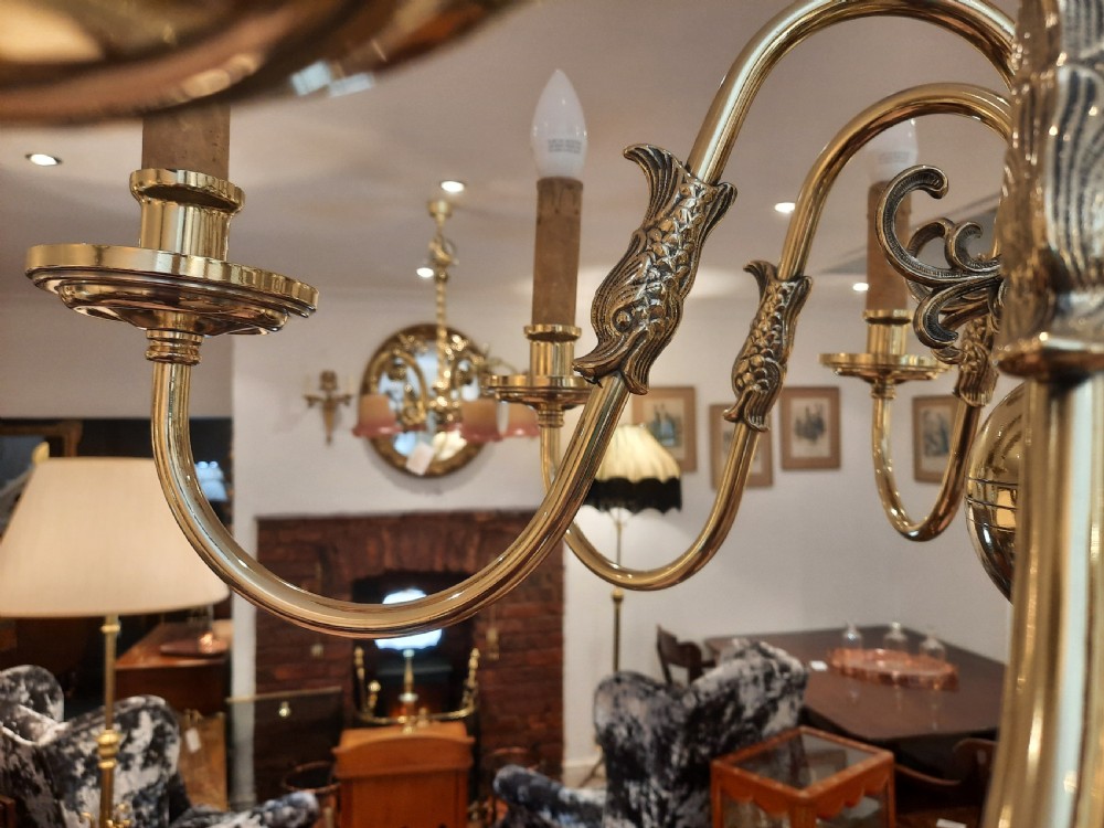 Dutch Brass 8 Arm Chandelier View III