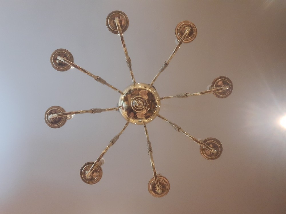 Dutch Brass 8 Arm Chandelier View IV