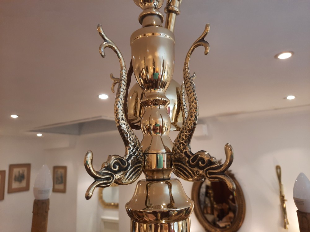 Dutch Brass 8 Arm Chandelier View V