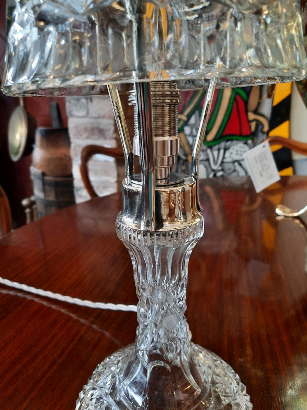 Pair of 1930's Crystal And Silver Plated Table Lamps View IV