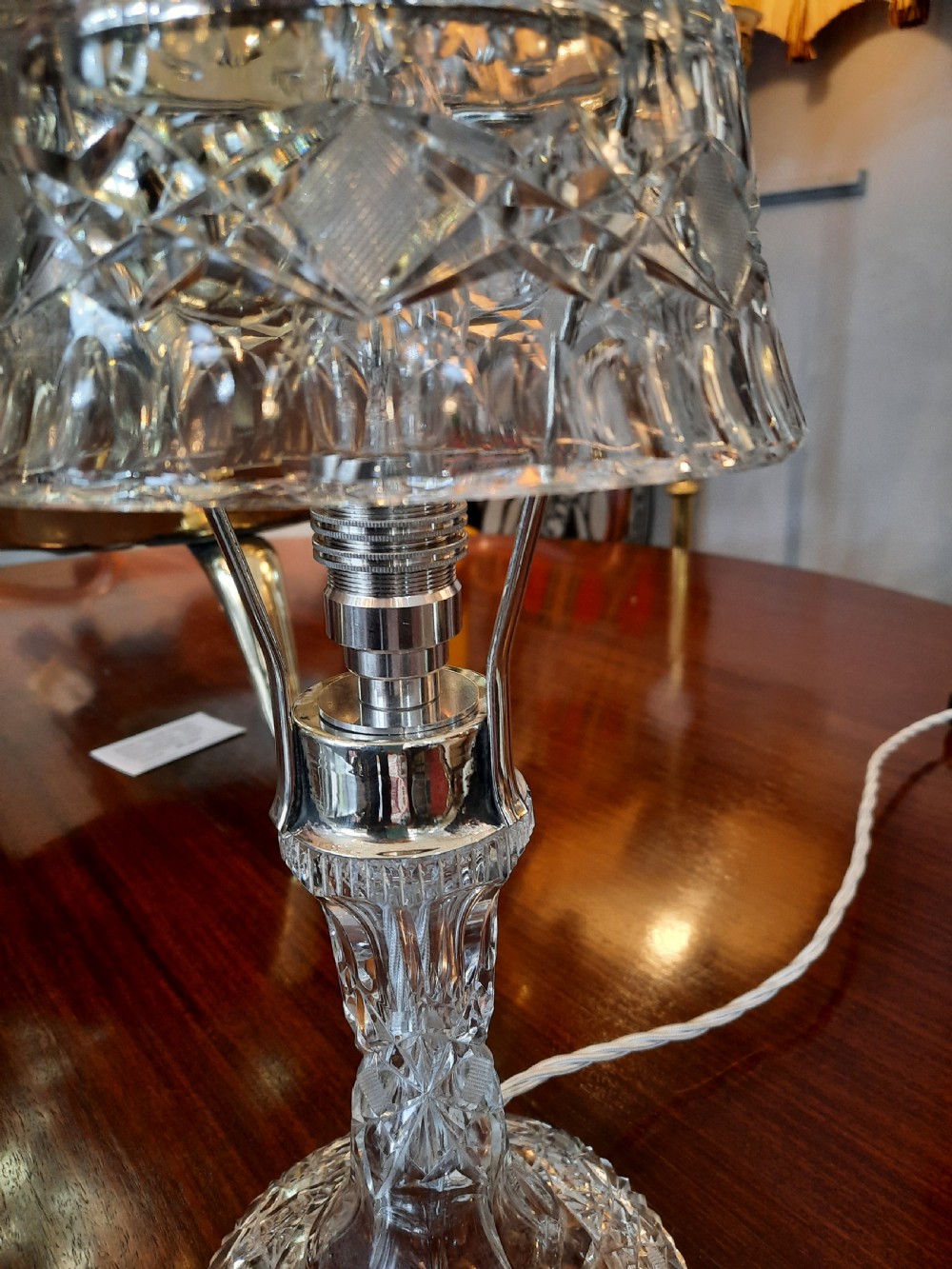 Pair of 1930's Crystal And Silver Plated Table Lamps View V