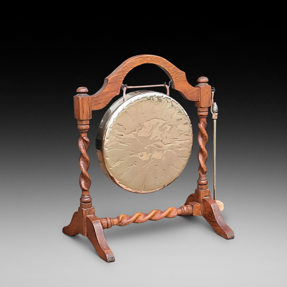  Late 19thC Oak Framed Brass Gong 