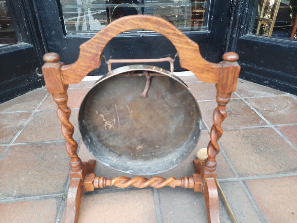  Late 19thC Oak Framed Brass Gong  View III