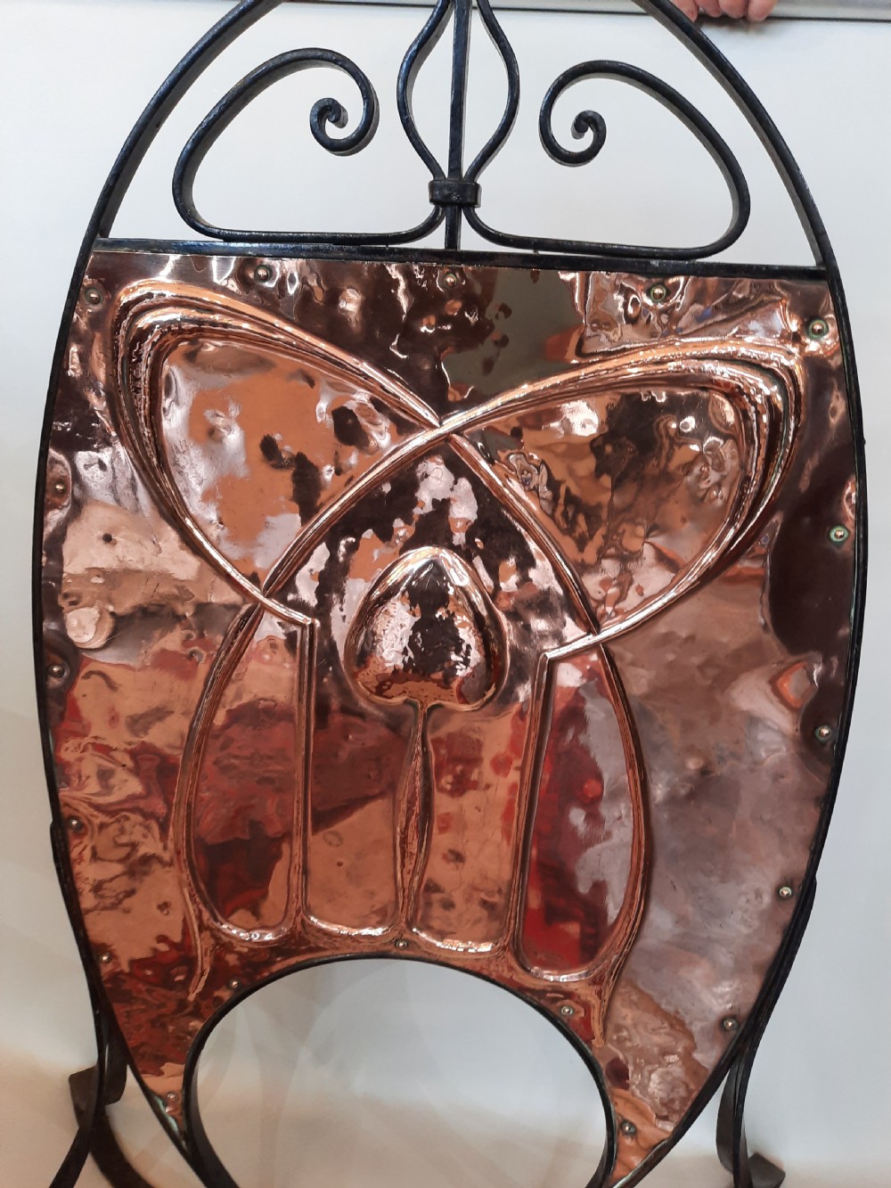 Art Nouveau Wrought Iron and Copper Fire Screen View IV
