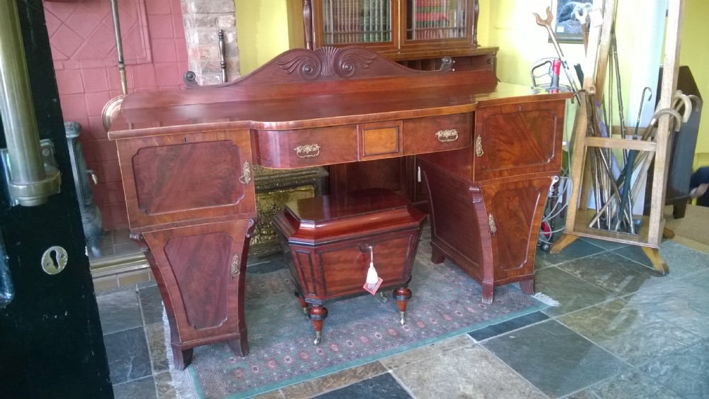 Early Victorian Mahogany Pedestal Breakfront Sideboard View V