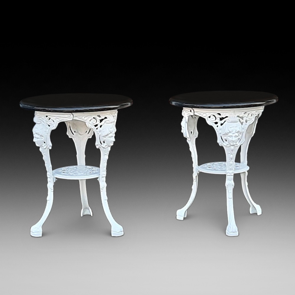 Pair of Late 19th Century Cast Iron Britannia Garden Tables