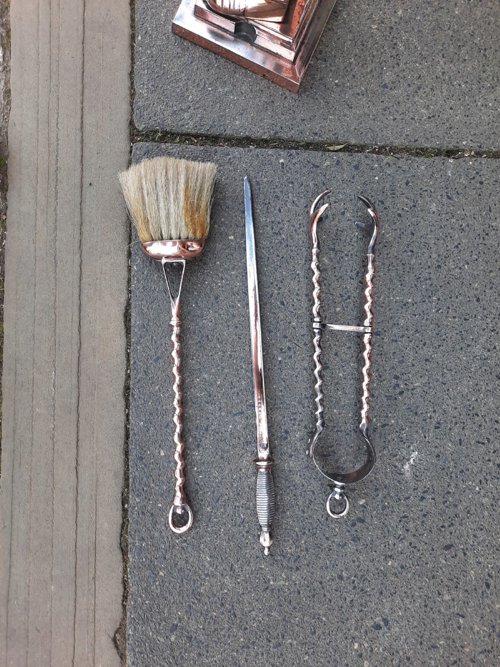 Edwardian Copper Plated Cast Iron Fire Tidy View II