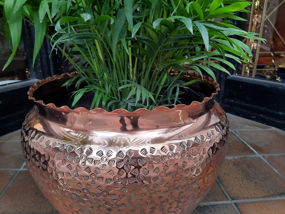 Victorian Arts and Crafts Beaten Copper Jardiniere Planter View III