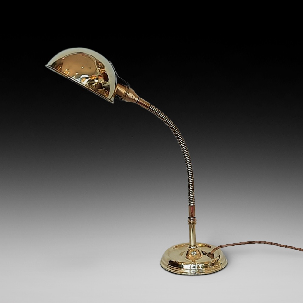 Early 20thC Desk Lamp with Flexible Stem