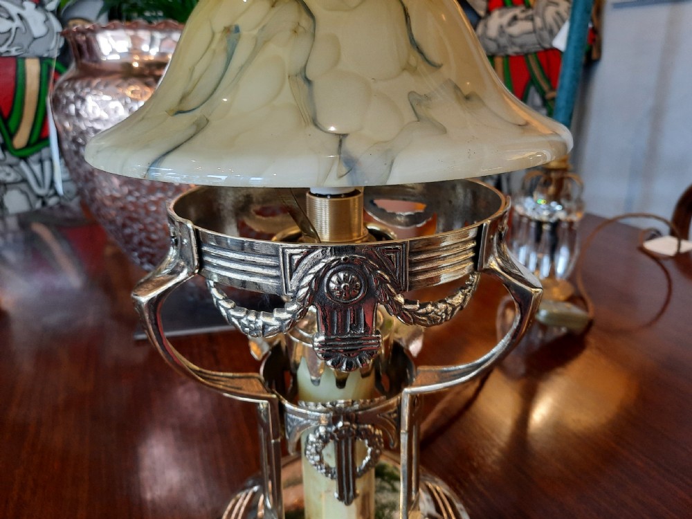 Early 20thC Arts & Crafts Continental (Italian) brass table lamp View III