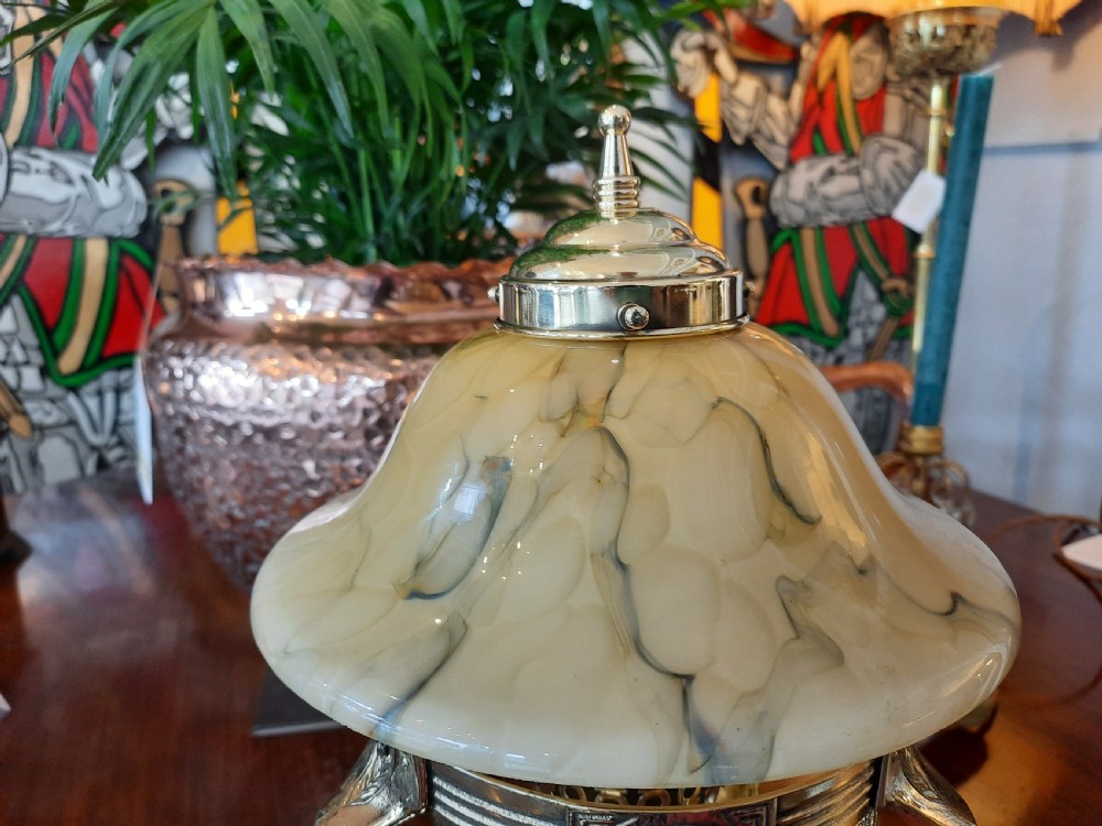Early 20thC Arts & Crafts Continental (Italian) brass table lamp View IV