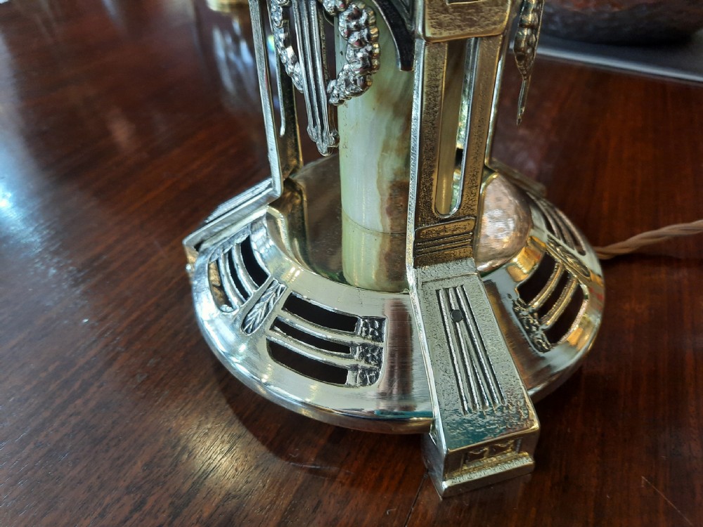 Early 20thC Arts & Crafts Continental (Italian) brass table lamp View VI