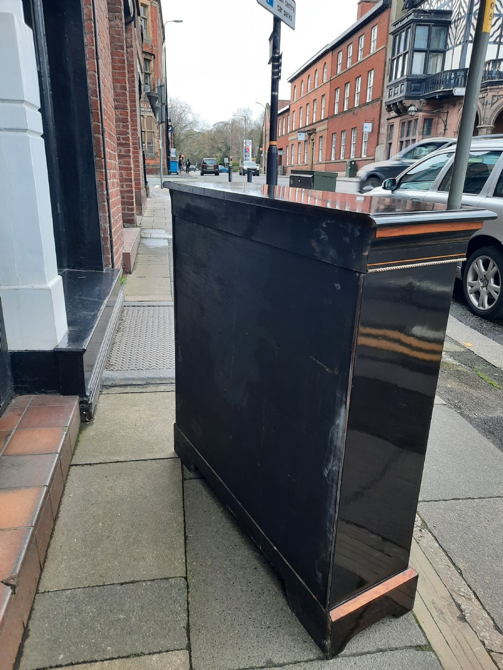 Victorian Gilt Metal Mounted Ebonised and Marquetry Pier Display Cabinet View III