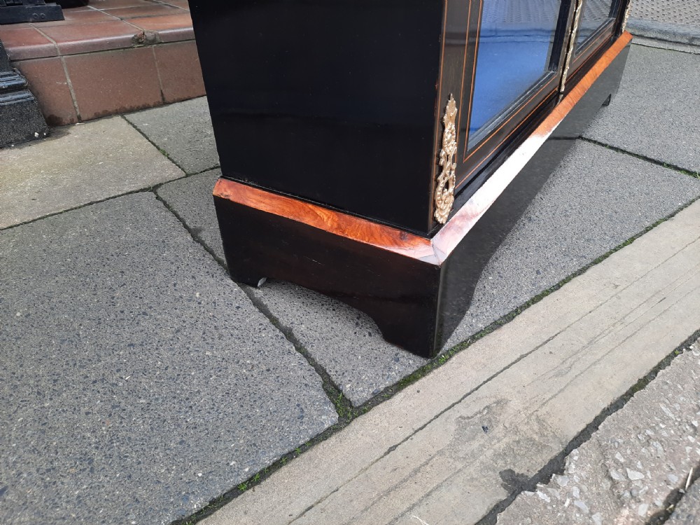 Victorian Gilt Metal Mounted Ebonised and Marquetry Pier Display Cabinet View V