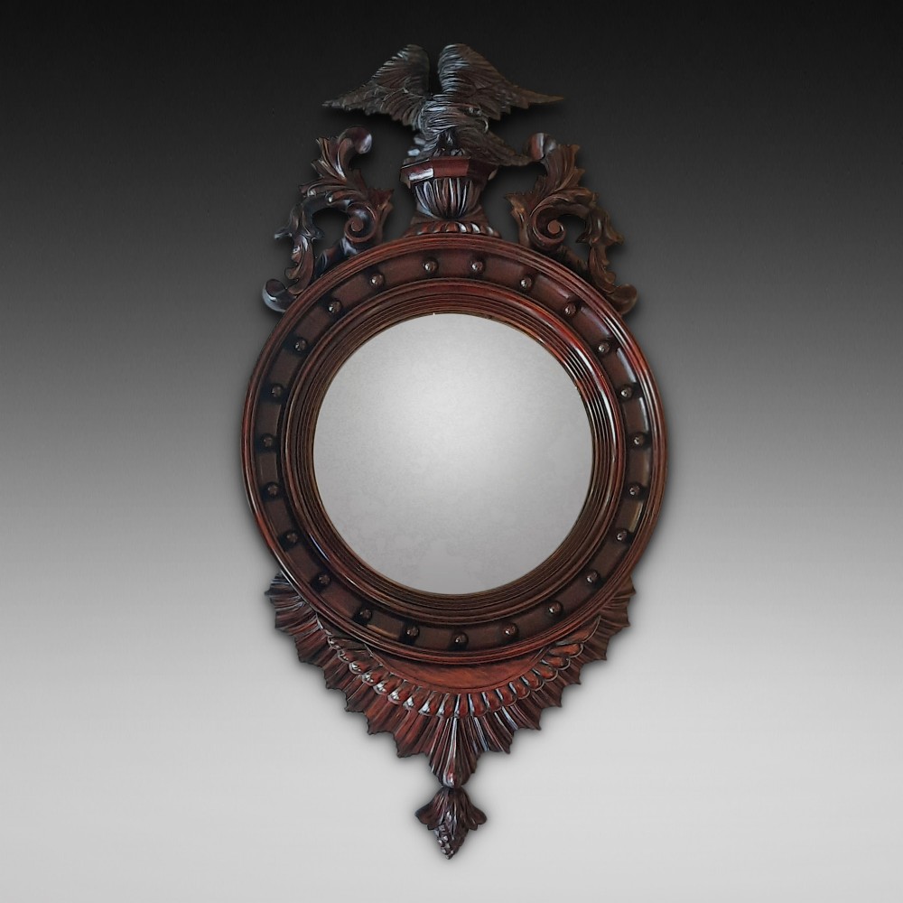 Regency Mahogany Convex Mirror 