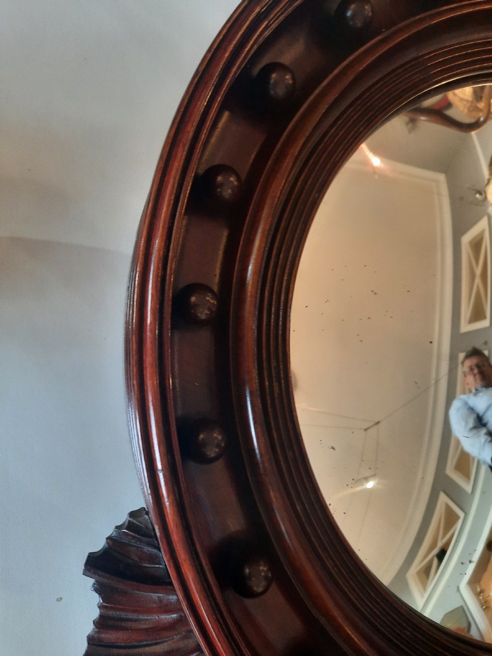Regency Mahogany Convex Mirror  View IV