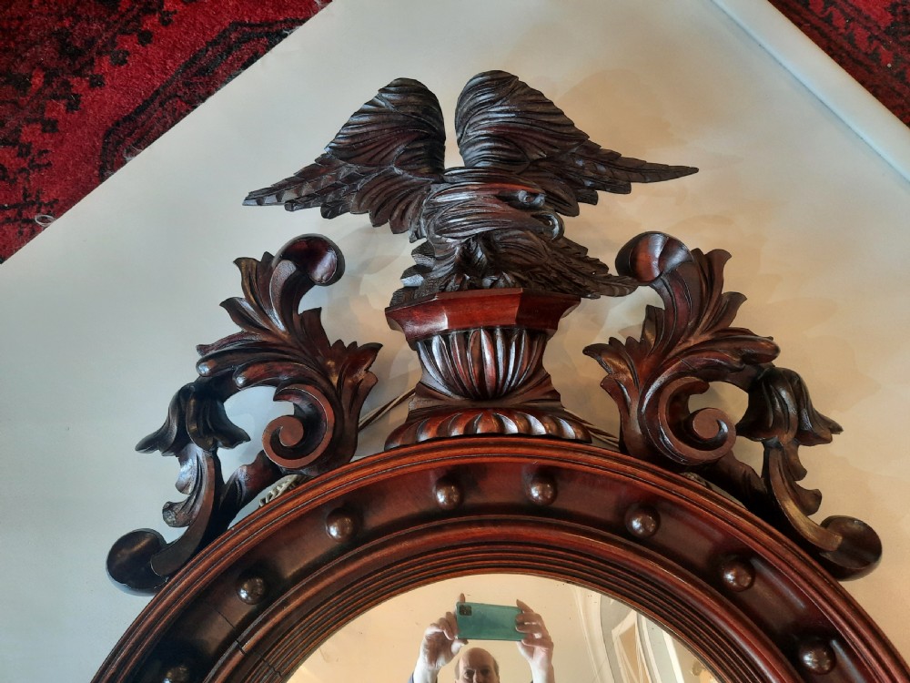 Regency Mahogany Convex Mirror  View V