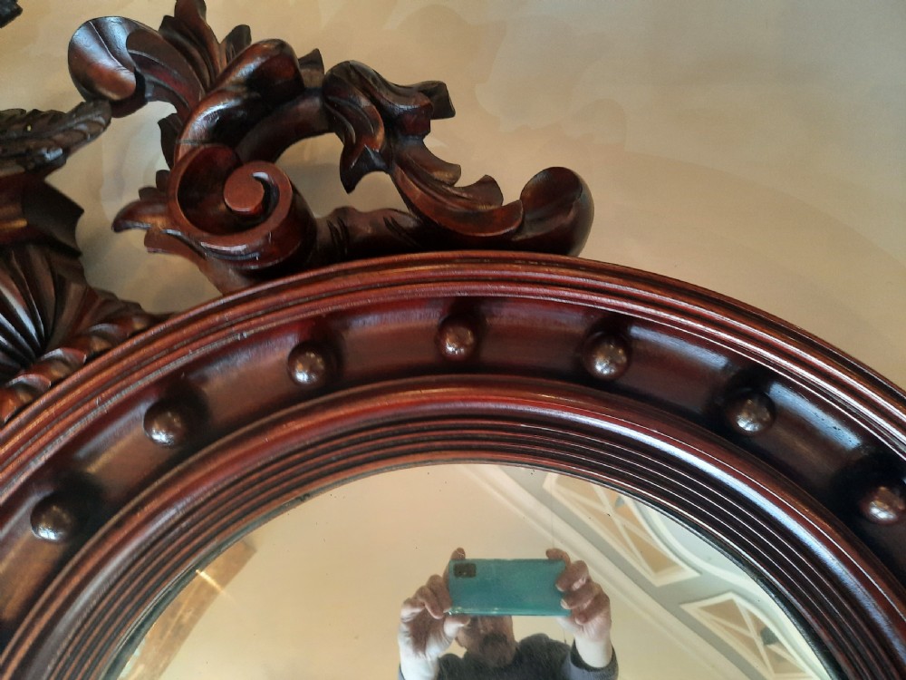 Regency Mahogany Convex Mirror  View VI