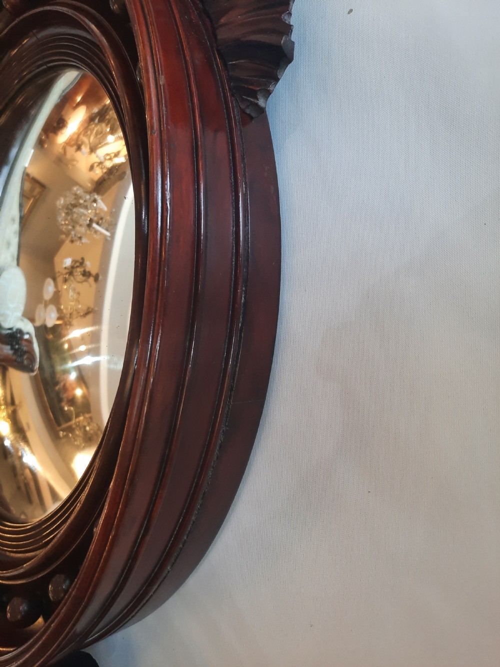 Regency Mahogany Convex Mirror  View VII