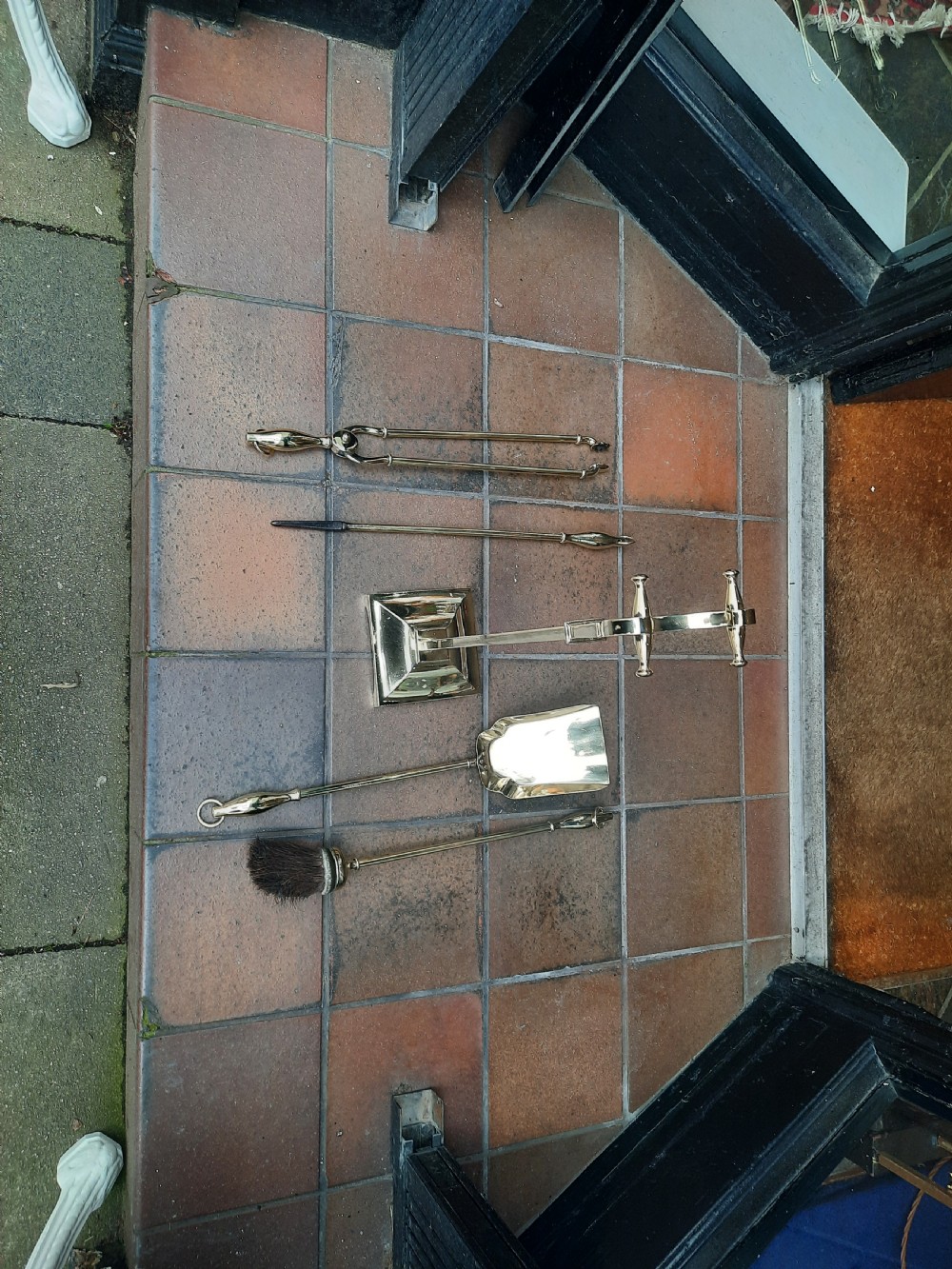 Set of Early 20thC Brass Fire Irons View III